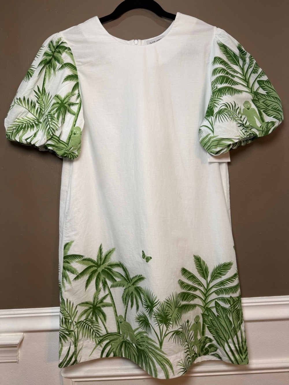 Olivia James Louisa Jungle Dress White Green Cotton M NWT